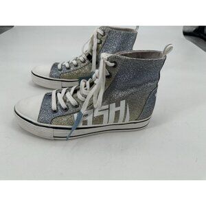 ASH Glover Glitter Above Sea Level High Top Sneakers Canvas White Rubber W40/9M